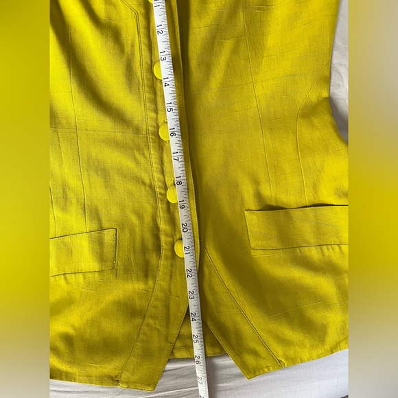 SOLD Vintage Donna Karan Halter neck Vest Medium Silk Chartreuse - Picture 12 of 13